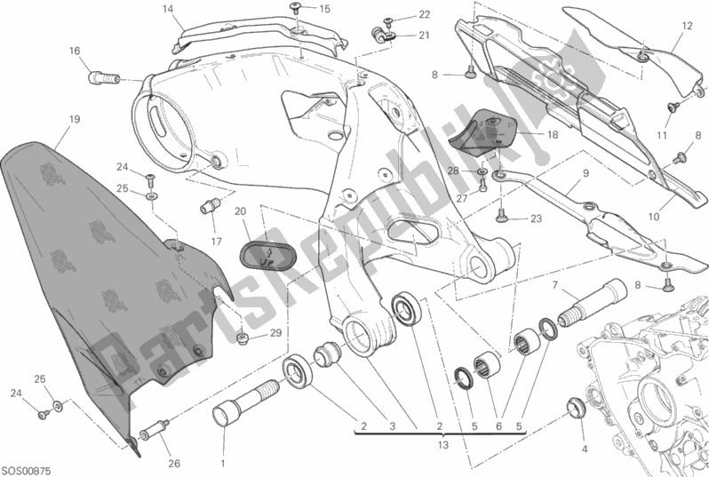 All parts for the Forcellone Posteriore of the Ducati Superbike 1299R Final Edition 2018